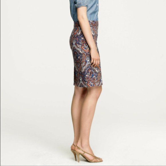 J CREW Cotton Stretch Paisley Print Pencil Skirt - Picture 2 of 7